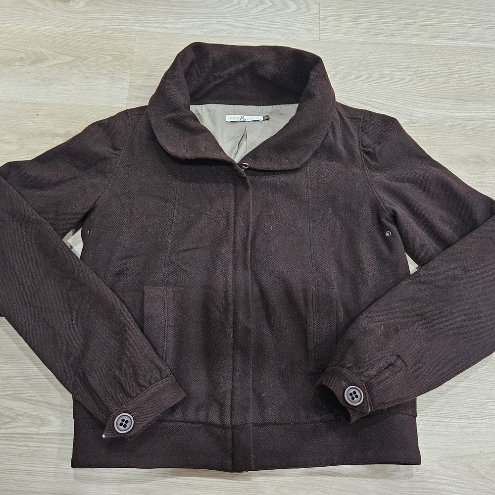 Mike & Chris Women's Wool Jacket Size Small Brown Full Zip Lined Pockets Vintage